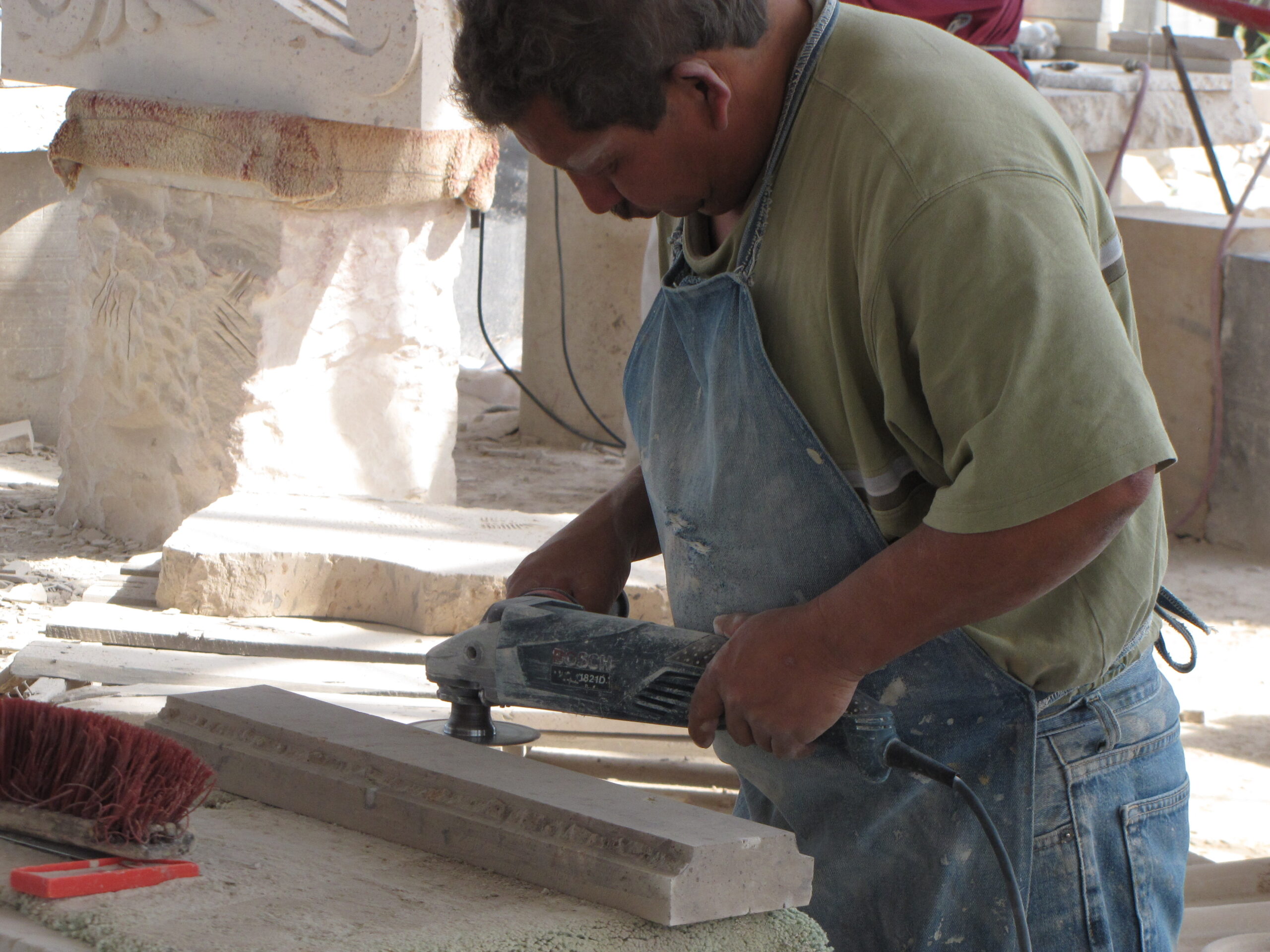 hand carving natural stone